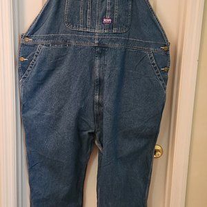 Vintage Big Smith Carpenter Blue Denim Bib Overalls Men's Size 50 x 32 Zip Fly